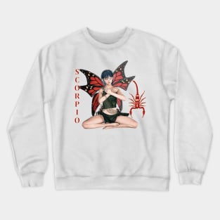 Scorpio fairy meditating with scorpion symbol Crewneck Sweatshirt